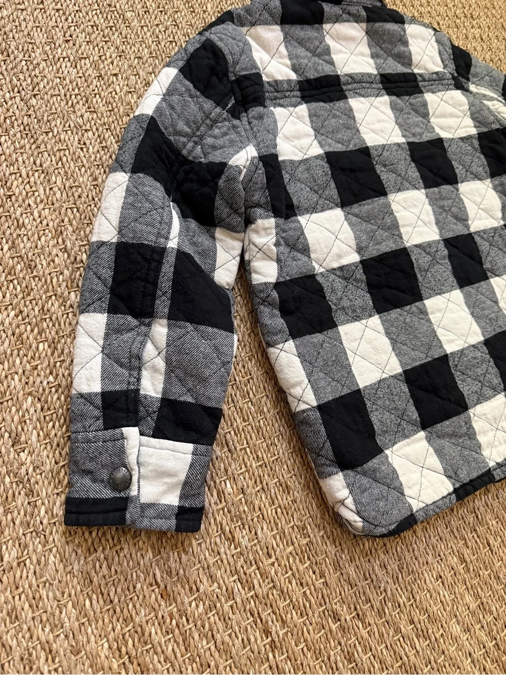 Gap Kids Buffalo Plaid Shirt Jacket Black and White Snap Up Size Small (6-7)